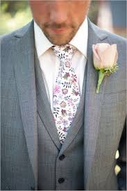 Grey Suit With Floral Tie Mens Wedding Attire Groom Style Wedding Suits
