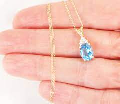 Vintage 14k Blue Topaz Necklace Swiss Blue Topaz And Diamond Drop Necklace Blue Stone Gold Drop Necklace December Birthstone Necklace 17 December Birthstone Necklace Diamond Drop Necklace Blue Topaz Necklace