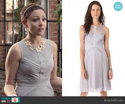 The choices and styles in mens clothing have evolved and expanded over the decades. Wornontv April S Lavender Pleated Lace Dress On Chasing Life Italia Ricci Clothes And Wardrobe From Tv