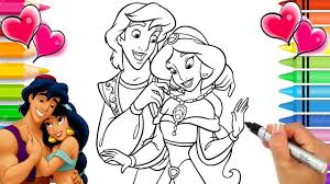 Meet a real genie, fly on an airplane carpet, save. Aladdin And Princess Jasmine Glitter Coloring Page Aladdin Coloring Book Disney S Aladdin 2 Youtube