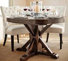 Benchwright Round Pedestal Extending Dining Table Alfresco Brown Pottery Barn In 2020 Pedestal Dining Table Dining Room Table Dining Table
