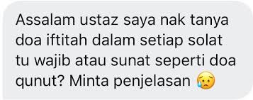 Solat fardu atau sunat tanpa membaca doa iftitah pada awal solat. Muhammad Fahmi On Twitter Hakikatnya Doa Iftitah Atau Istiftah Serta Doa Qunut Ketika Solat Subuh Itu Kedua Duanya Berada Dalam Kategori Sunat Bezanya Doa Iftitah Merupakan Sunat Hai Ah Manakala Doa Qunut Subuh Merupakan