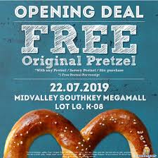 Kamu gak mau dong ketinggalan jajan pretzel dengan deals. Buy 1 Free 1 Auntie Anne S Pretzel At Midvalley Southkey For 1 Day Only Johor Foodie