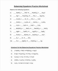 Balancing Equations Practice Worksheet Answers Elegant Sample Balancing Equations Worksheet Templates 9 Free In 2020 Balancing Equations Practices Worksheets Equations