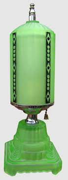 Deco Green Uranium Glass Lamp Shade Art Deco Lamps Art Deco Lighting Art Deco