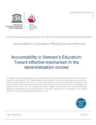 Accountability In Vietnam S Education Toward Effective Mechanism In The Decentralization Context Unesco Digital Library