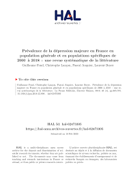 Maybe you would like to learn more about one of these? Pdf Prevalence De La Depression Majeure En France En Population Generale Et En Populations Specifiques De 2000 A 2018 Une Revue Systematique De La Litterature