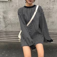 Itgirl Shop Oversized Long White Stripes Long Sleeve Black Sweatshirt Aesthetic Apparel Tumblr Clothes Soft G Ulzzang Fashion Korean Fashion Harajuku Fashion Grunge clothing was meant to be timeless and quite casual. ulzzang fashion korean fashion