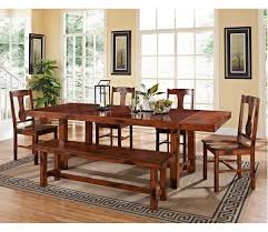 6 Piece Wood Dining Set Dark Oak Dining Table In Kitchen Dining Set With Bench Oak Dining Table