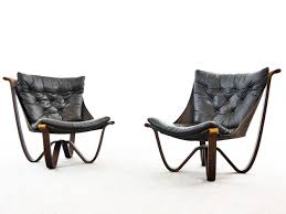 For Sale Pair Of Georg Otto Thams Easy Chairs In Black Leather By A S Vejen Denmark Vntg Vintage Easy Chair Chair Vintage Danish Sofa