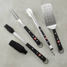 Kitchen tools include slotted turner, solid spoon, skimmer, slotted spoon, ladle and pasta server. Wusthof Bbq Tools Set Grill Tools Williams Sonoma