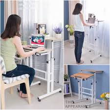 Height adjustable bedside sofa bed side table with wheels for small spaces, small home office desk, laptop modern desk tv tray end table for living room, portable student writing study desk (espresso). Free Courier Movable Table Bedside Study Desk Computer Laptop Ikea Moveable Desktop With Wheels Lazy Black White Oak Shelf Portable Wooden Wood Bed Sofa Small Compact Standing Rolling Mobile Adjustable Height Furniture