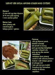 Pada masa peperangan seperti perang dunia kedua ubi kayu merupakan makanan yang dikonsumsi pada masa itu. Resepi Lepat Ubi Kayu Gula Merah