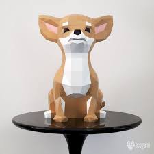 Make Your Own Papercraft Chihuahua Sculpture Paper Crafts Paper Sculpture Papercraft Templates