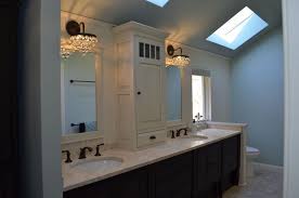 The three center drawers and four cabinet doors are decorated with antique bronze knobs and. Bathroom Vanity With Center Tower Cabinet Decoomo