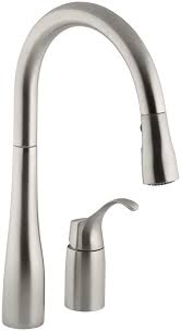 Kohler kitchen & bath, a division of the kohler company, manufactures kitchen and bath plumbing fixtures. Kohler K 647 Vs Stainless Steel Simplice Two Hole Kitchen Sink Faucet With 16 1 8 Pull Down Swing Spout Docknetik Magnetic Docking System And A 3 Function Sprayhead Featuring Sweep Spray Faucetdirect Com