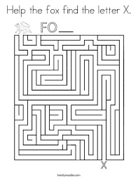 Help The Fox Find The Letter X Coloring Page Twisty Noodle Coloring Pages Lettering Coloring Pages For Kids