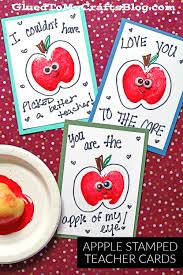 Make sure that this cutout piece is smaller than the main body of the card. Apple Stamped Teacher Appreciation Cards For Kids To Make
