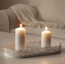 Samverka Candle Dish Oval White Ikea Raida Kerzendekoration Kerzentrauer Ikea Kerzen Stumpenkerzen Dekoschale