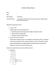 Jika sahabat masih ingat materi kita kali ini sebenarnya sudah pernah dibahas pada artikel sebelumnya, namun kali ini kita akan lebih mengaplikasikan materi kerumus. Lembar Kerja Siswa Spldv
