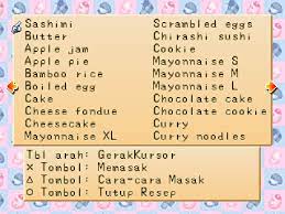 Tips lengkap resep masakan game harvest moon back to nature, cara memasak di harvest moon. Kumpulan Resep Harvest Moon Btn Lengkap A Z Dafunda Com
