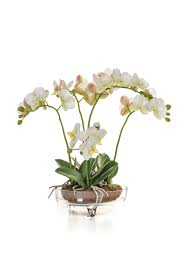 Large artificial flowers in vase uk. Artificial Silk Orchid Potted In Glass Vase Just Artificial