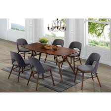 Seat four to six people. Handy Living Georgetown 7 Piece Grey And Dark Walnut Mid Century Modern Dining Set Walmart Com Walmart Com
