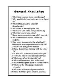 This knowledge trivia is impossible. General Knowledge Quizzes For Primary Classrooms Set 3 By Klassroom Kapers