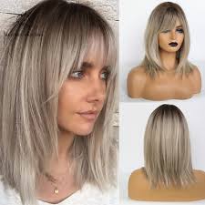 Maybe you would like to learn more about one of these? Brown Roots Ombre Ash Blonde Synthetic Hair Wigs For Women Short Bob Layered Wig Ebay