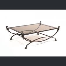 A nice vintage coffee table made in spain (signed). Henri Garelli Rectangular Wrought Iron Coffee Table Decorated With Swan Heads And Claw Feet Smoked Glass Top Mutualart