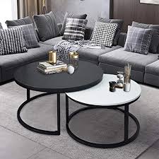 Table sets tv tray tables (14) refine by table type: Buy Round Coffee Tables 2 Round Nesting Table Set Circle Coffee Table With Storage Open Shelf For Living Room Modern Minimalist Style Furniture Side End Table Of Stable Black White Online In Indonesia