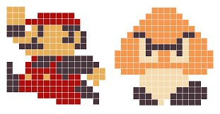 8 Bit Mario N Goomba Pixel Art Mario Pixel Drawing
