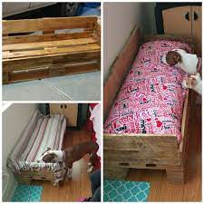 dog bed made out of pallets and a body pillow diy pet bed dog beds homemade plastic dog beds