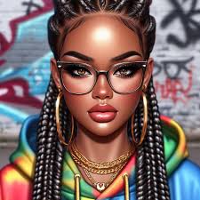 Black queen with long eyelashes in mugshot pose