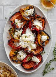 Grilled Peppers With Burrata And Sourdough Breadcrumbs Recipe In 2020 Stuffed Peppers Bbq Recipes Recipes