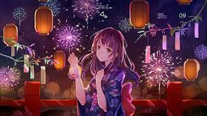 Nazuna Oikawa Uchiage Hanabi Fireworks Long Hair Kimono Traditional Clothes Festival Anime Kimono Anime Artwork Fireworks Festival Anime