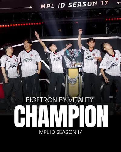 BIGETRON BY VITALITY JUARA MPL ID S17! 🏆❤️ Perjalanan panjang itu akhirnya  berakhir manis. Bigetron by Vitality resmi menjadi juara MPL ID Season 17  setelah menaklukkan ONIC dengan skor 4-1 di Grand
