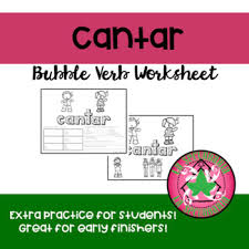 Cantar Bubble Verb Worksheet And Poster