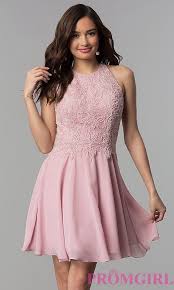 Beaded Bodice Short Mauve High Neck Homecoming Dress Blush Formal Dresses Cocktail Dress Lace Printed Prom Dresses