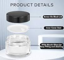 3PCS 5ML Black Cap Clear Glass Empty Refillable Makeup Cosmetic Face Cream  Lotion Eye Cream Sample Jar Pot Bottle Container