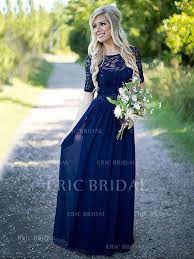 Obtenir la robe de demoiselle d'honneur parfaite de moins de 100 pour votre journée spéciale! Forme Princesse Mousseline Robes Demoiselle D Honneur Plisse Col Rond 1 2 Manches Longueur Ras Du Sol 211571 Ericbridal