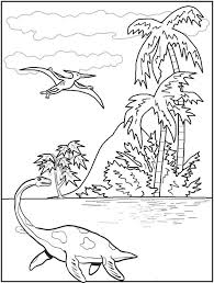 Plesiosaurus And Pterodactyl In The Jurassic Park Coloring Page Dinosaur Coloring Pages Dinosaur Coloring Dinosaur Coloring Sheets