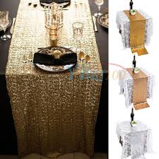 Luxurious Sequins Decor Christmas Wedding Party Bling Table Runner Cloth 108 Black Gold Wedding Gold Sequin Table Runner Art Deco Party