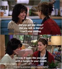 Did You Get Any Sleep Monica Geller Rachel Green Friends Quotes Season 1 Episode 1 The One Where Mon Friends Season 1 Friends Season Friends Tv Show