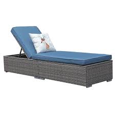 Recessed wheels make it easy to move around. Arcadia Chaise Lounge With Cushions In Blue Orangecasual