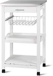 Stainless steel kitchen island trolleys in all about fasteners. Amazon Com Giantex Kitchen Island Cart Rolling Kitchen Trolley With Stainless Steel Tabletop Utility Storage Cart Restaurant Hotel Serving Cart With Casters Drawer Basket And Shelf White Kitchen Islands Carts