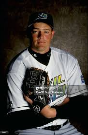 Pitcher Bobby Munoz of the Tampa Bay Devil Rays poses for a studio ...