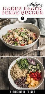 Satisfying Mango Black Bean Quinoa Salad Biting Into Life Recipe In 2020 Vegetarian Recipes Lunch Vegan Salad Recipes Vegan Lunch Recipes