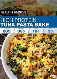 High Protein Tuna Bake Pasta Recipe Recipe Baked Pasta Recipes Healthy High Protein Meals High Protein Recipes