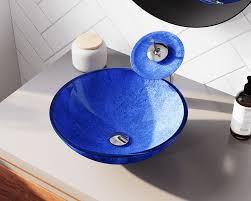 644 foil undertone blue glass vessel sink